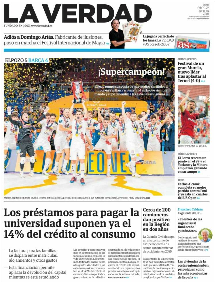 Portada de La Verdad de Murcia (Espa&ntilde;a)
