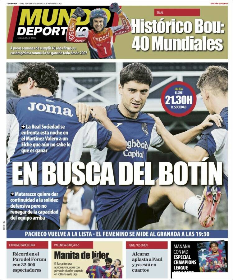 Portada de Mundo Deportivo Gipuzkoa (Espa&ntilde;a)