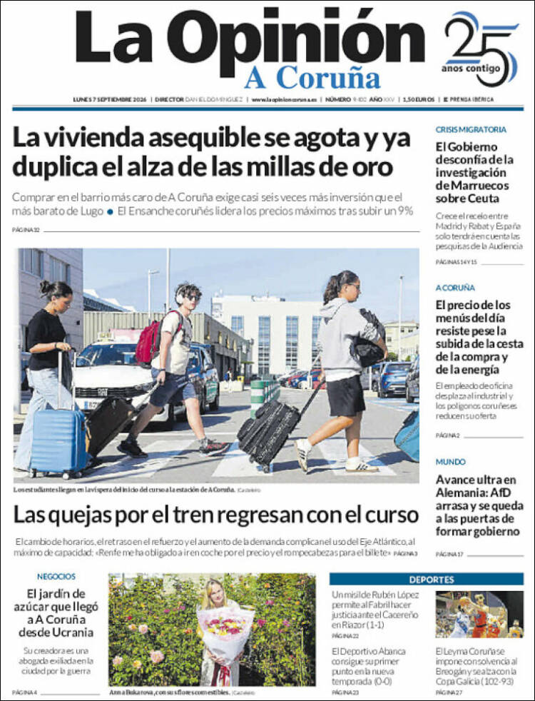 Portada de La Opinión de A Coruña (Espa&ntilde;a)
