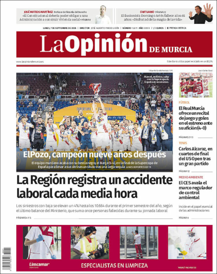 Portada de La Opinión de Murcia (Espa&ntilde;a)