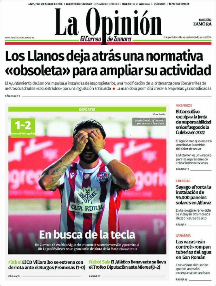 Portada de La Opinión - El Correo de Zamora (Espa&ntilde;a)
