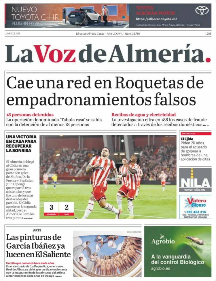Portada de La Voz de Almería (Espa&ntilde;a)