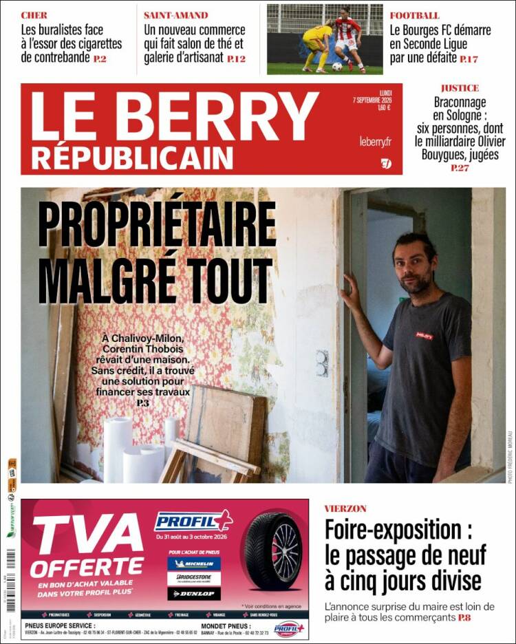 Portada de Berry Republicain (Francia)