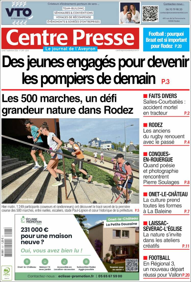 Portada de Centre Presse (Francia)