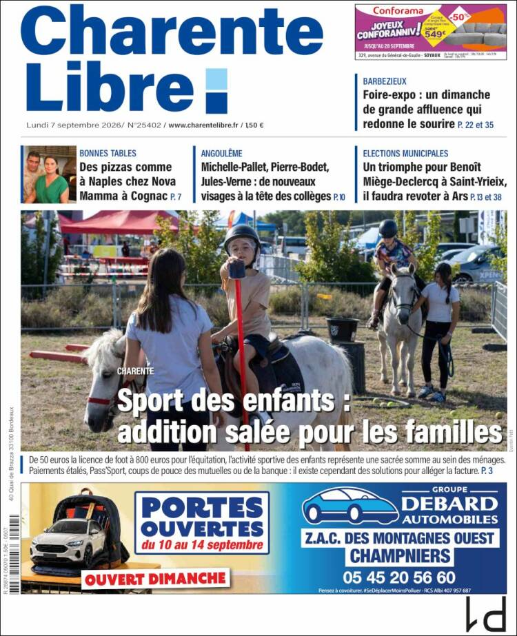 Portada de Charente Libre (Francia)