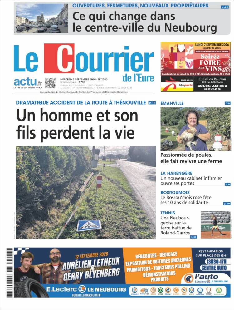Portada de Le Courrier de l'Ouest (Francia)
