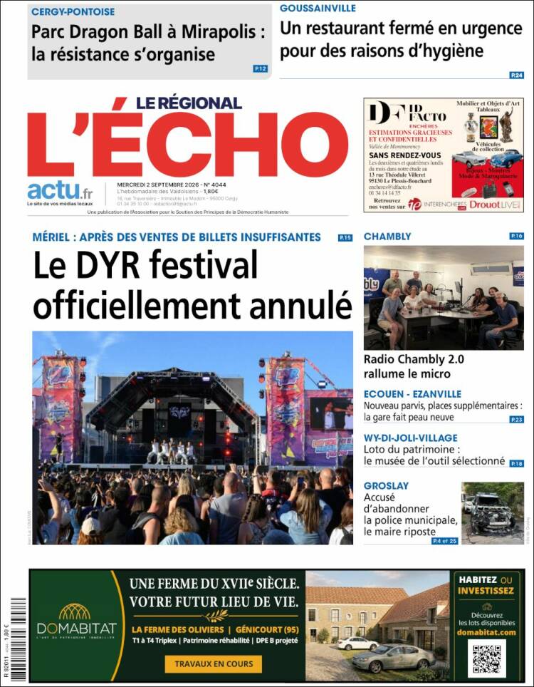 Portada de L'Echo de la Haute-Vienne (Francia)