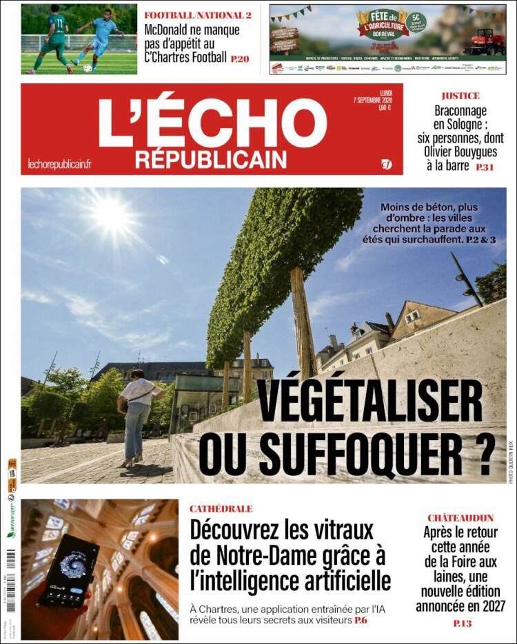 Portada de L'Echo Républicain (Francia)