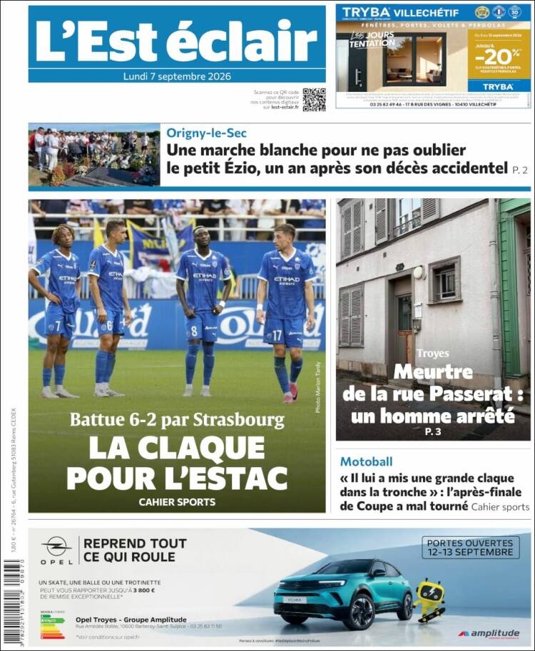 Portada de L'Est Eclair (Francia)