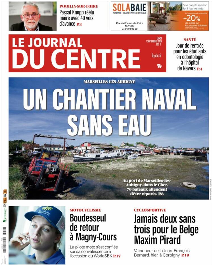Portada de Le Journal du Centre (Francia)