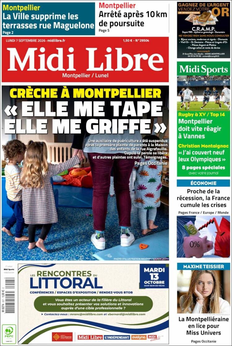 Portada de Midi Libre (Francia)