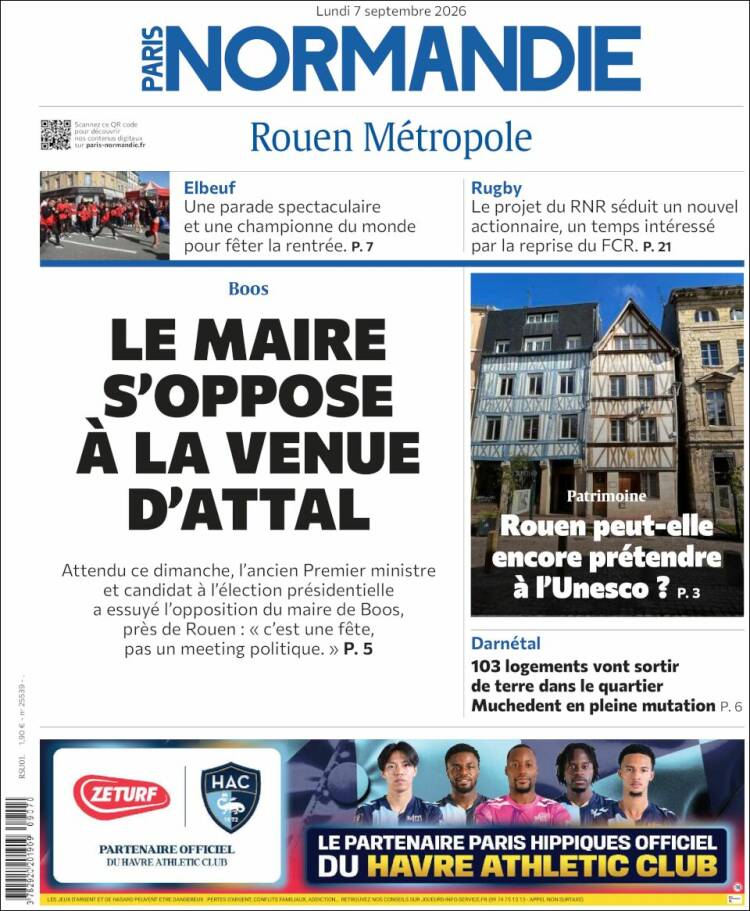Portada de Paris Normandie (Francia)