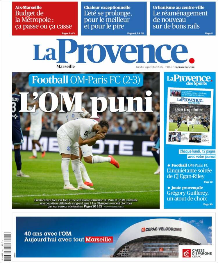 Portada de La Provence (Francia)