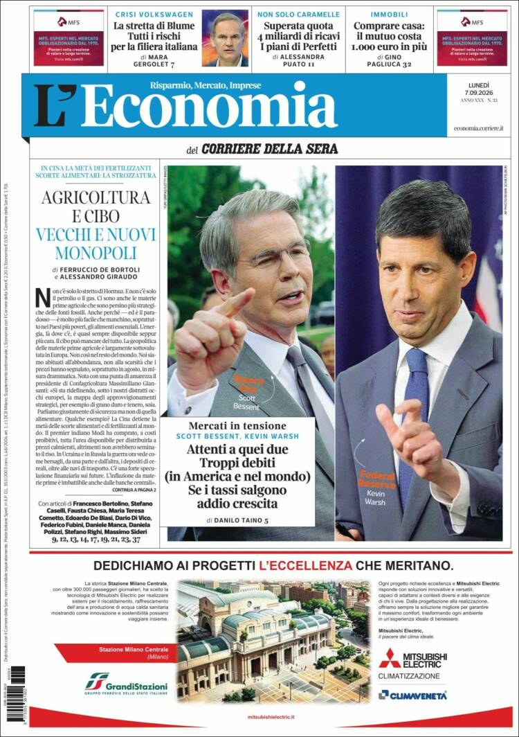 Portada de L'Economia (Italia)