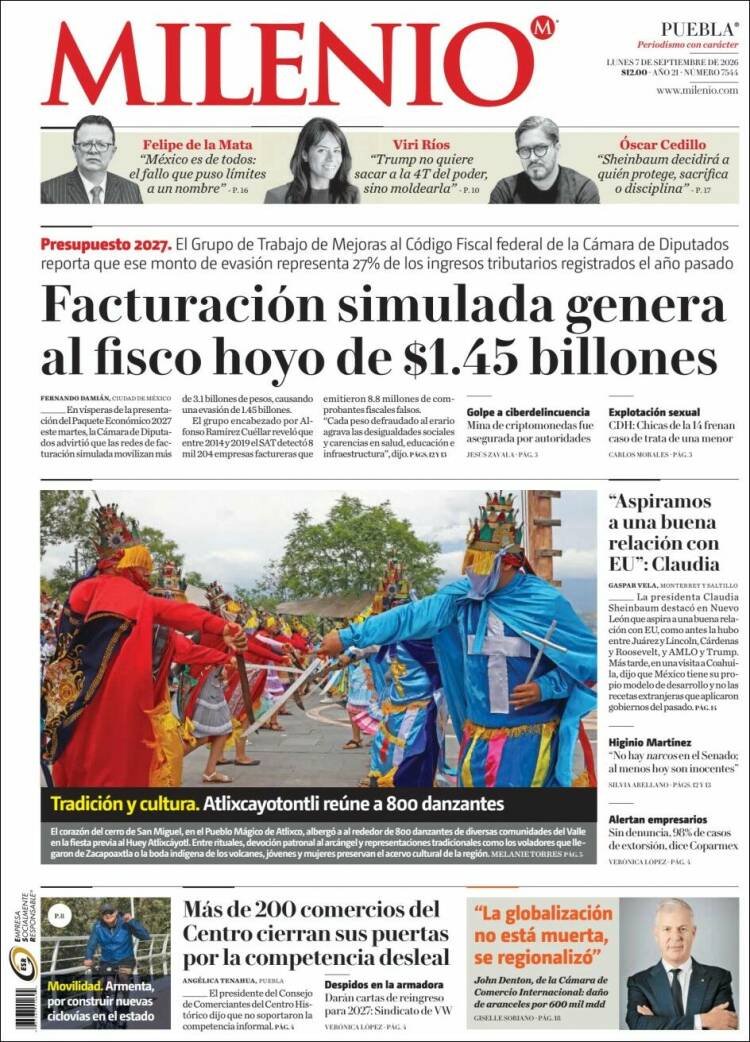 Portada de Milenio de Puebla (Mexico)