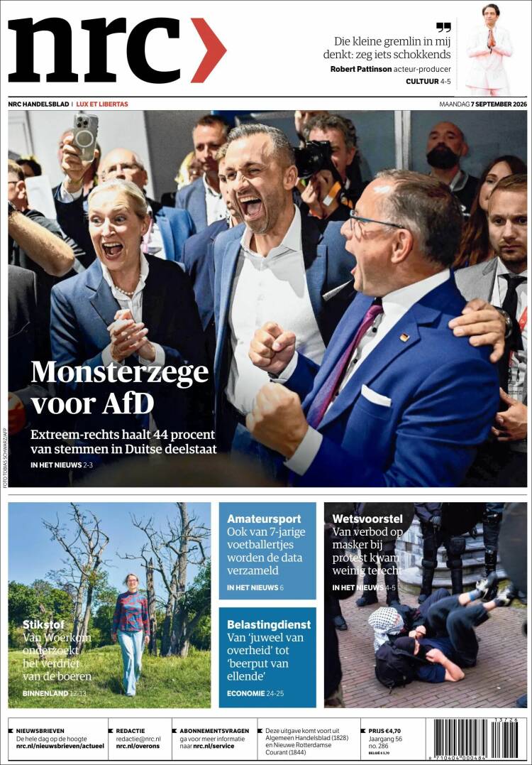 Portada de NRC Handelsblad (Pa&iacute;ses Bajos)