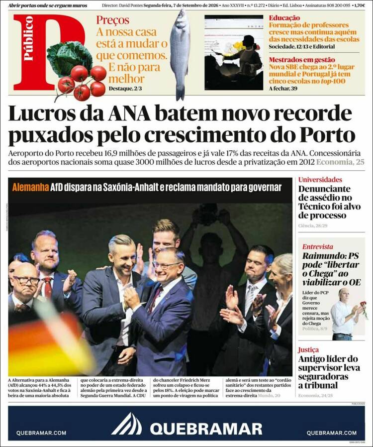Portada de Público (Portugal)