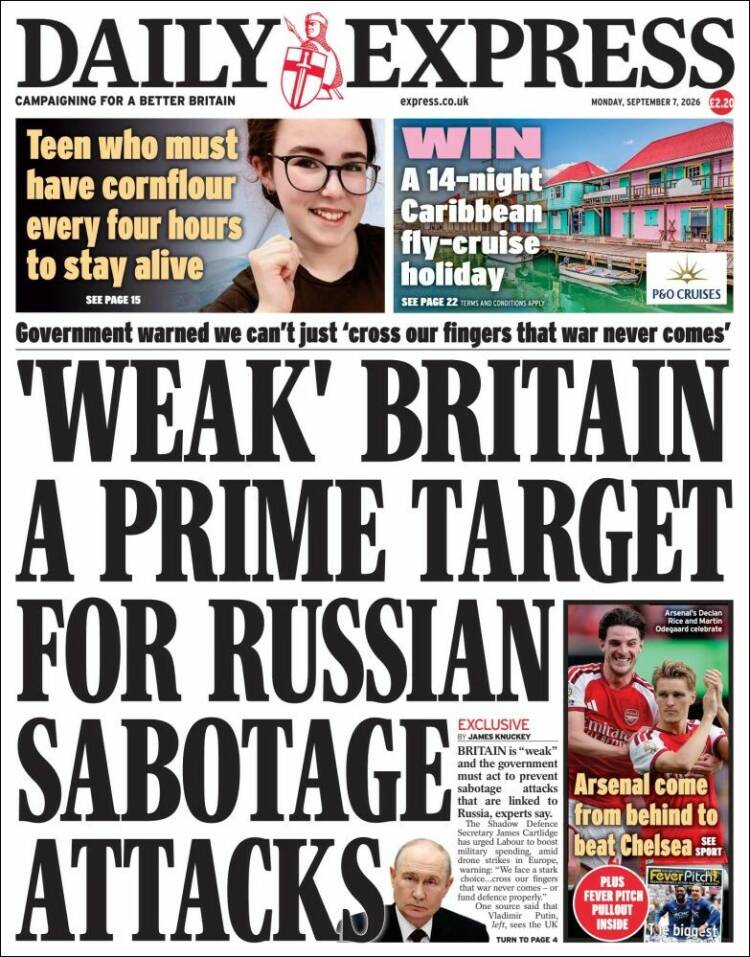 Portada de Daily Express (Reino Unido)