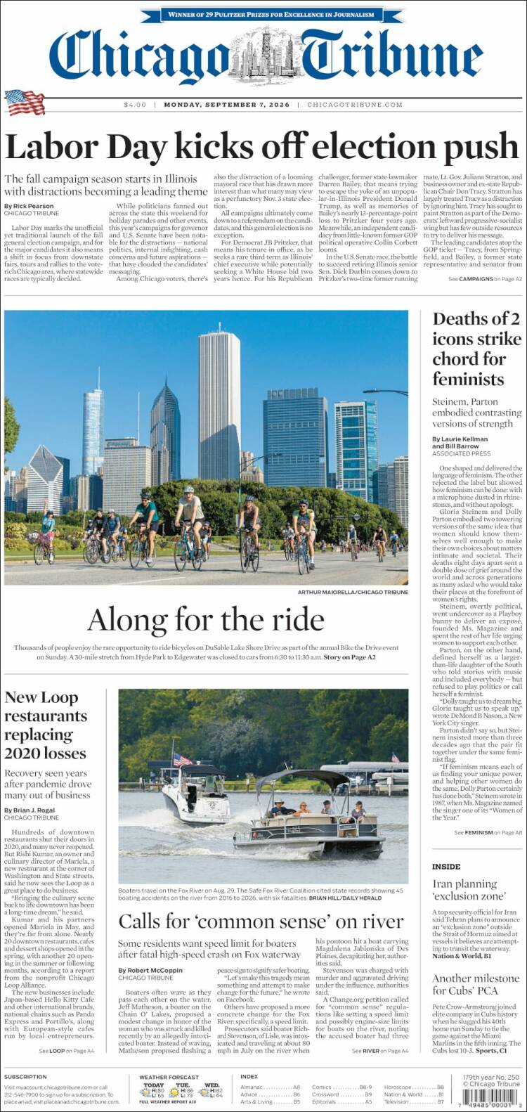 Portada de Chicago Tribune (USA)