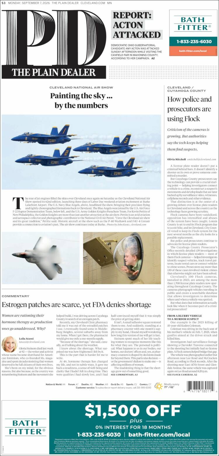 Portada de The Plain Dealer (USA)