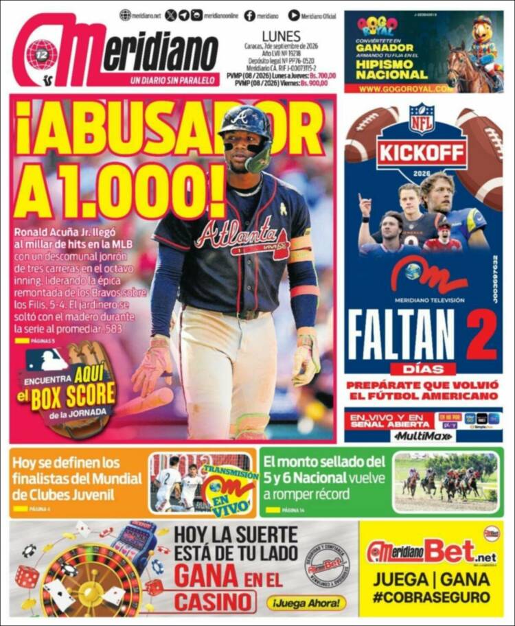 Portada de Meridiano (Venezuela)
