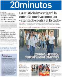Portada de 20 Minutos - Valencia (Espagne)