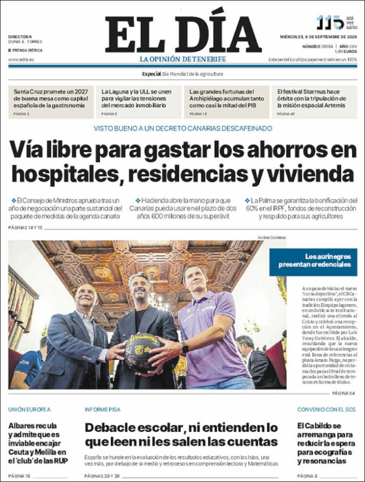 Portada de El Día (Espagne)