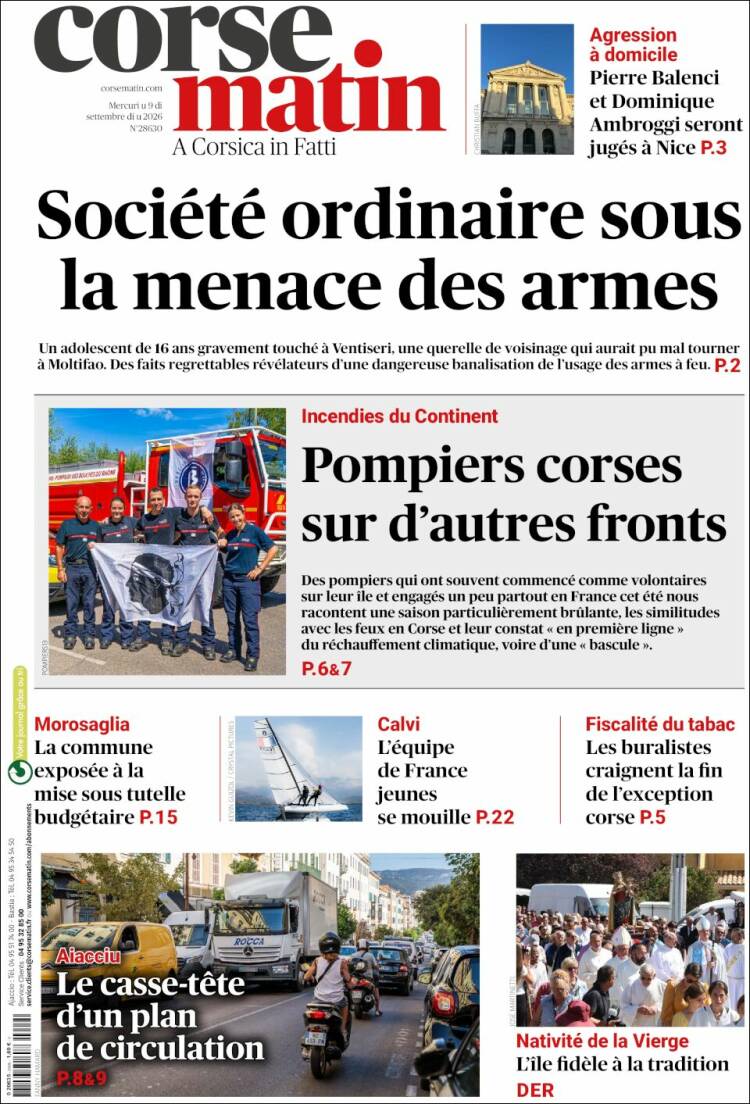 Portada de Corse-Matin (France)