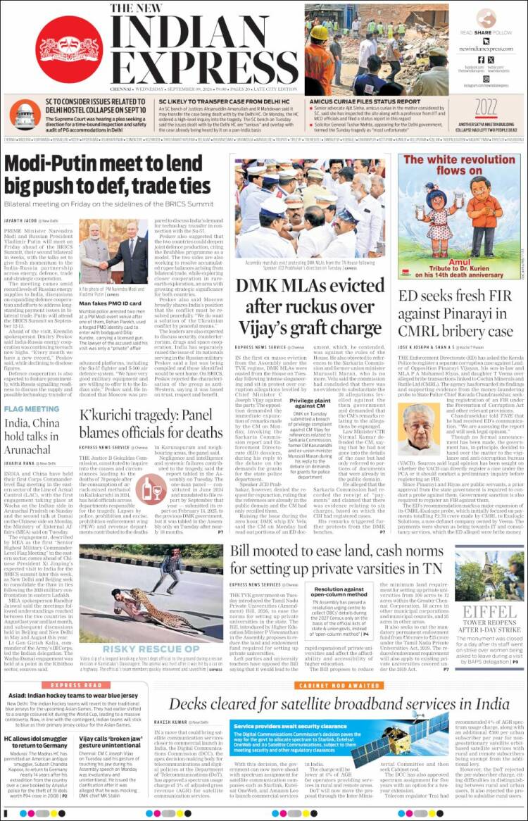 Portada de New Indian Express (Inde)