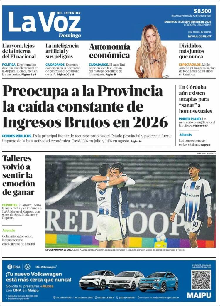 Portada de La Voz del Interior (Argentina)
