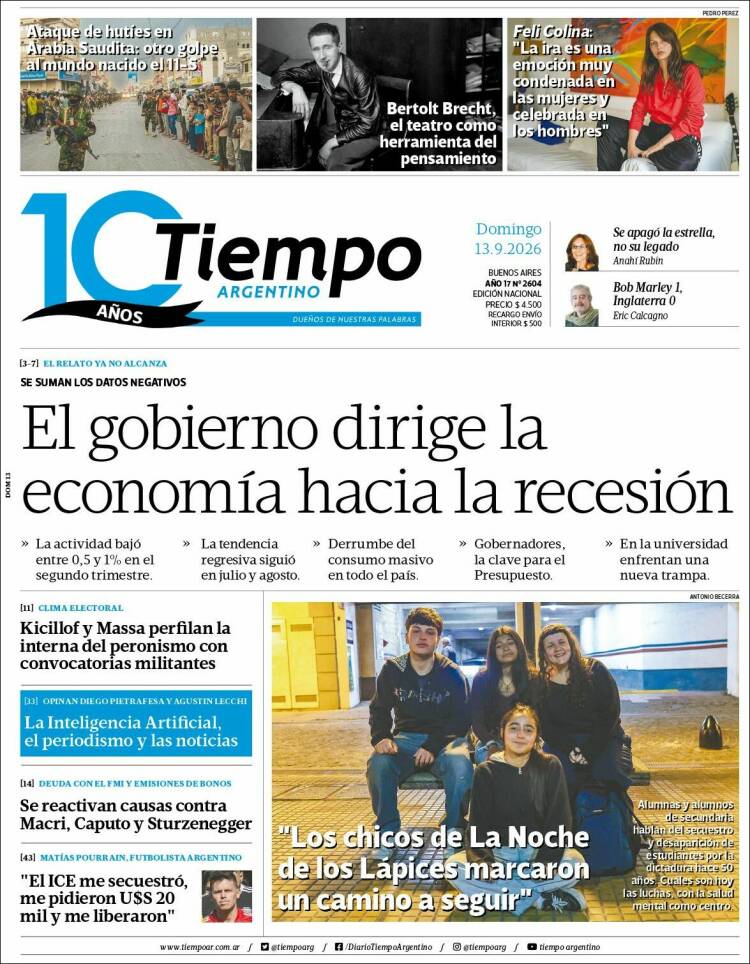 Portada de Tiempo Argentino (Argentina)