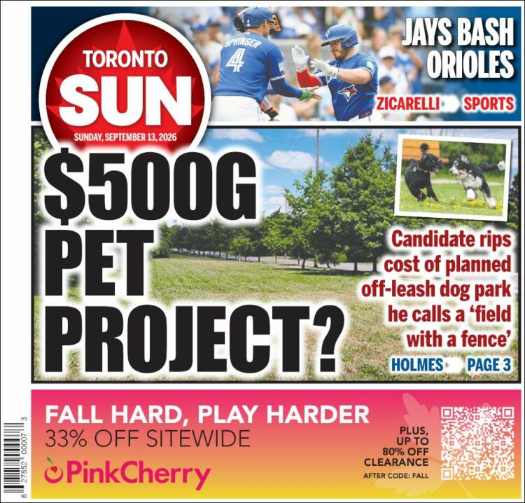 Portada de The Toronto Sun (Canad&aacute;)