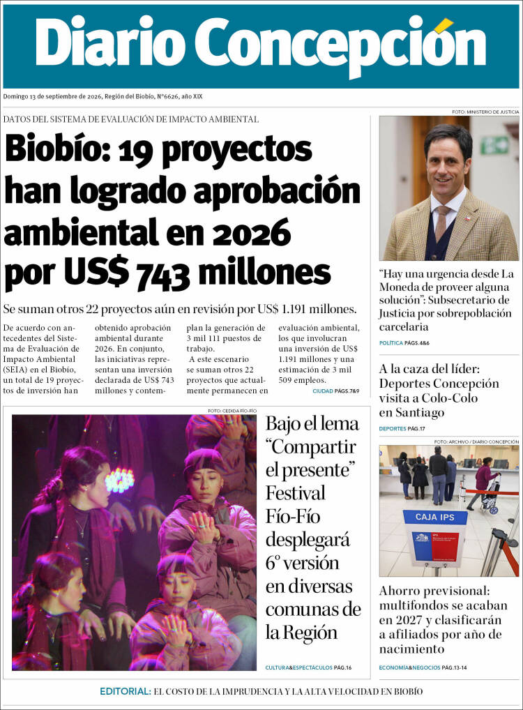 Portada de Diario de Concepción (Chile)