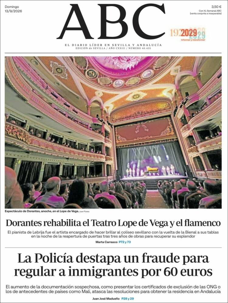 Portada de ABC - Sevilla (Espa&ntilde;a)