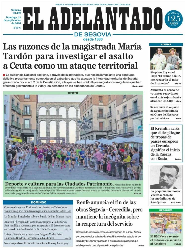 Portada de El Adelantado de Segovia (Espa&ntilde;a)