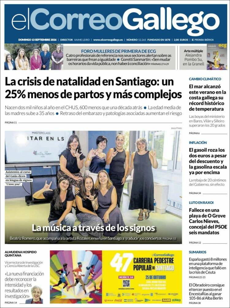 Portada de El Correo Gallego (Espagne)