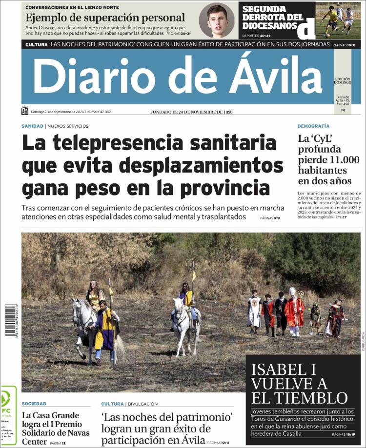 Portada de Diario de Ávila (Espa&ntilde;a)