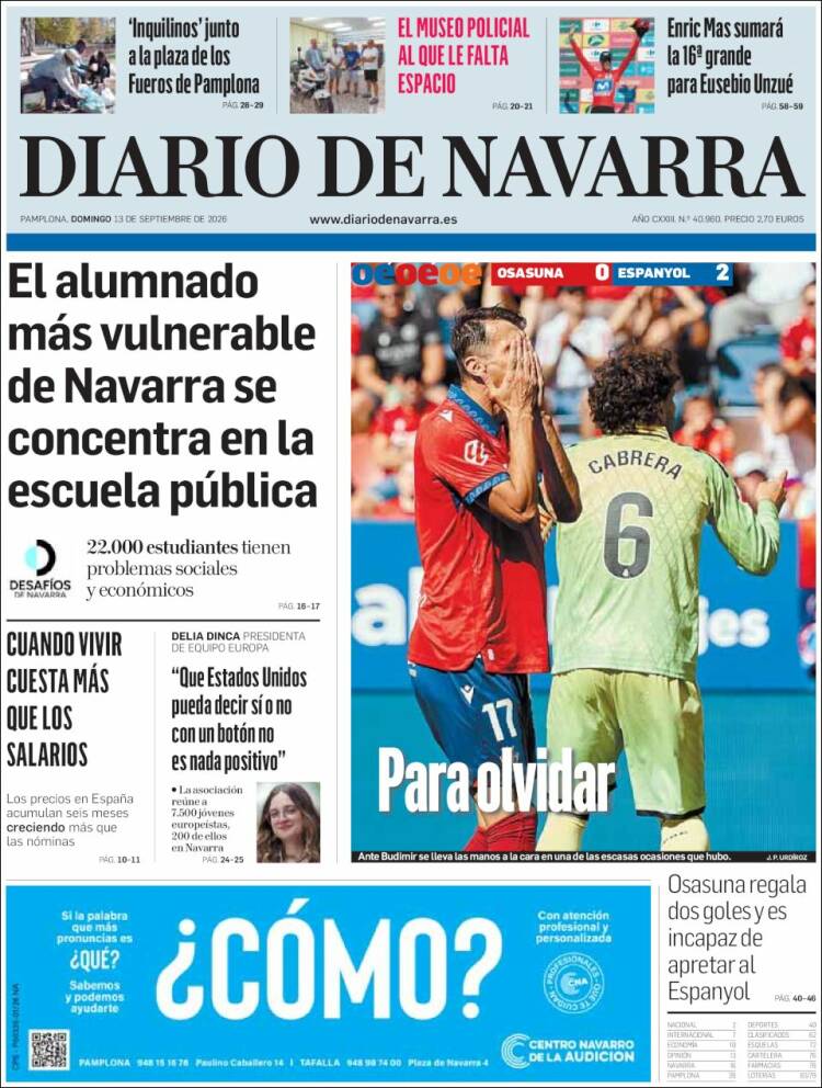 Portada de Diario de Navarra (Espa&ntilde;a)