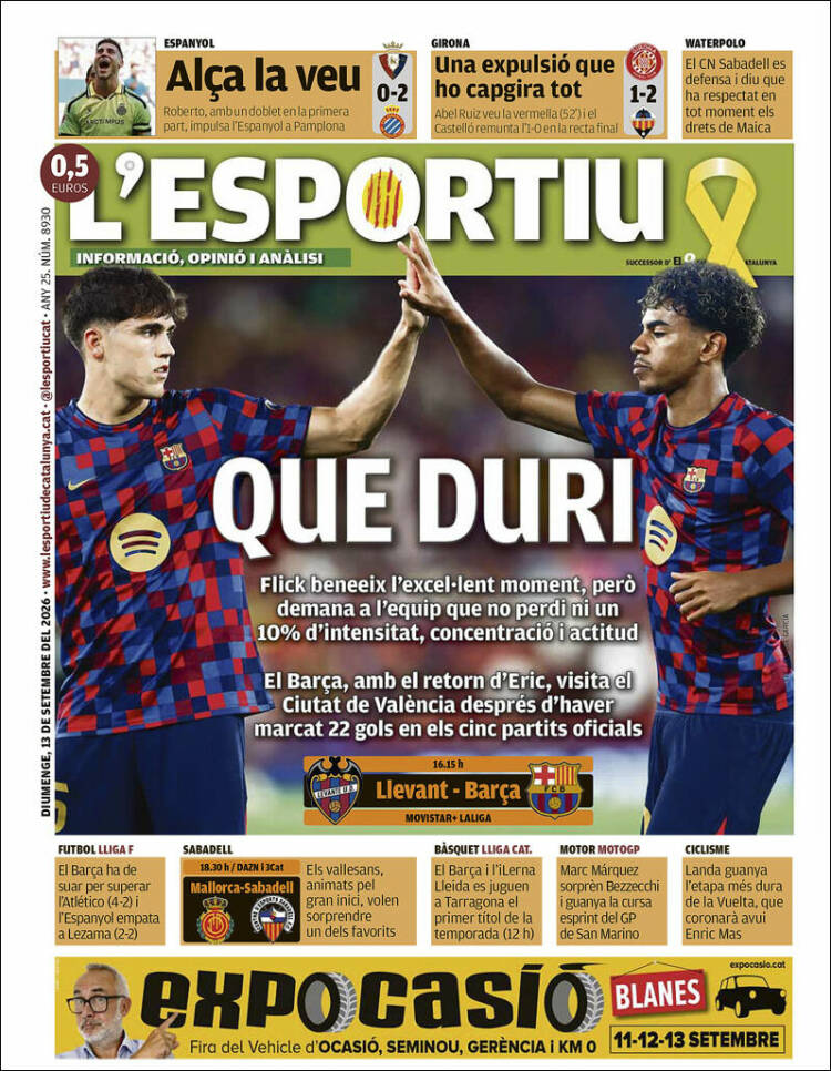 Portada de L'Esportiu (Espa&ntilde;a)