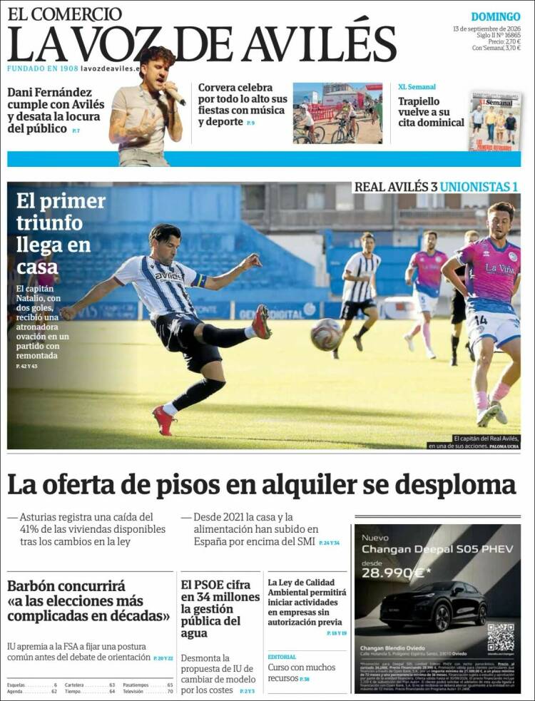 Portada de El Comercio - Avilés (Espa&ntilde;a)