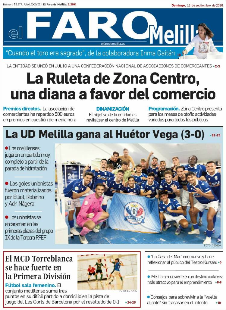 Portada de El Faro de Melilla (Espa&ntilde;a)