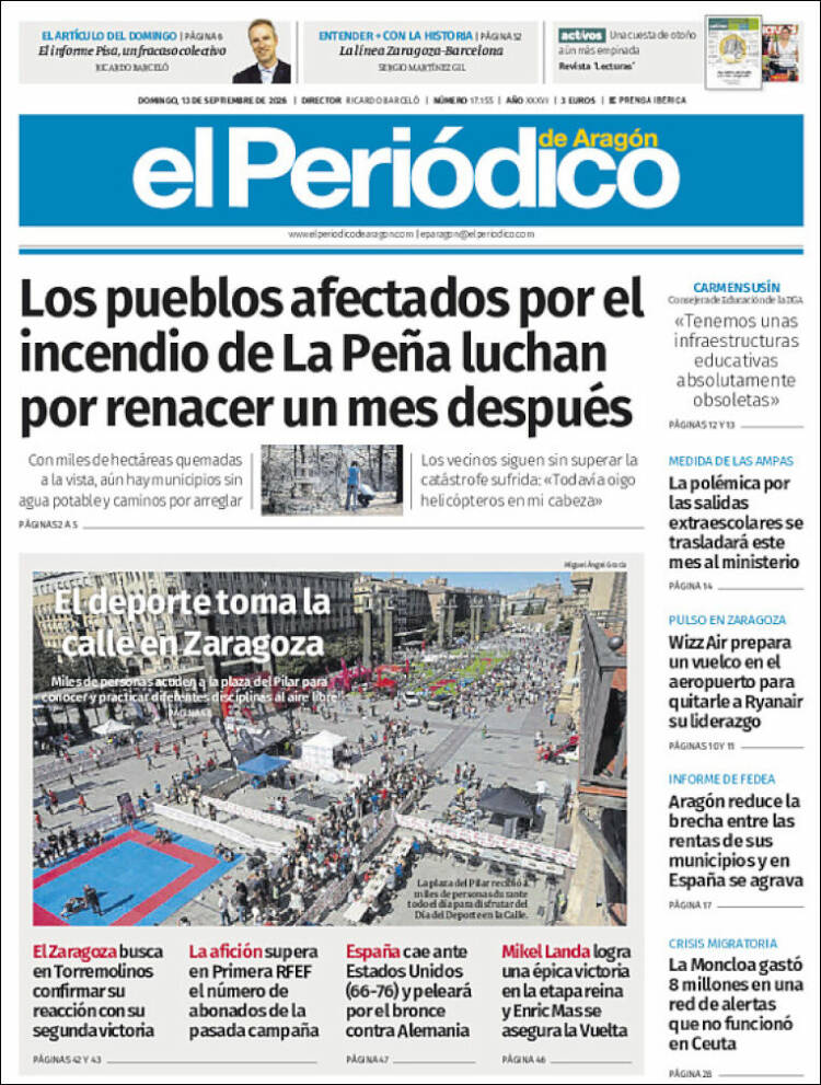 Portada de El Periódico de Aragón (Espa&ntilde;a)