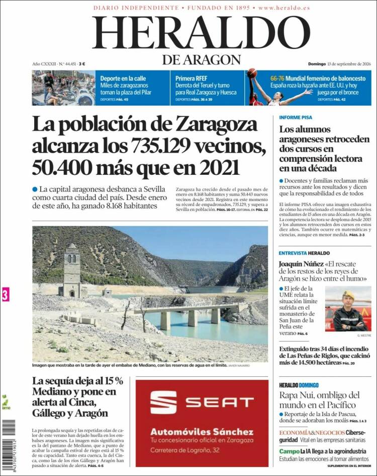 Portada de Heraldo de Aragón (Espagne)