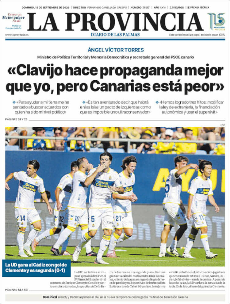 Portada de La Provincia (Espa&ntilde;a)