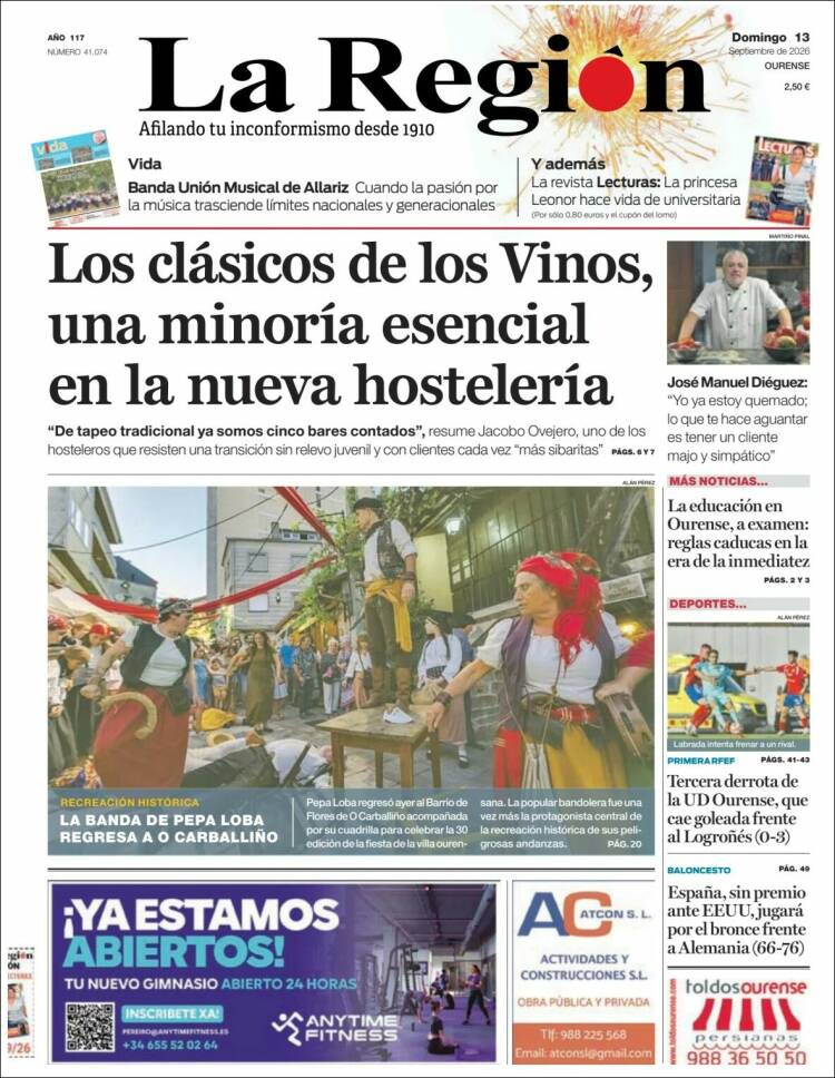 Portada de La Región de Ourense (Espa&ntilde;a)