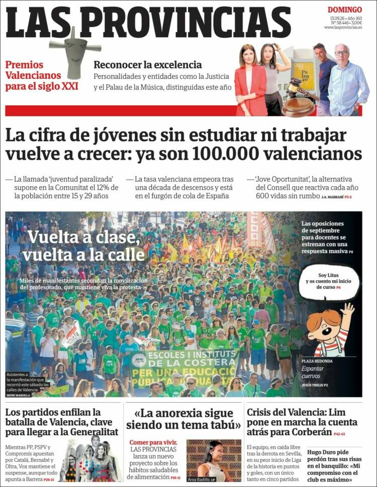 Portada de Las Provincias (Espa&ntilde;a)