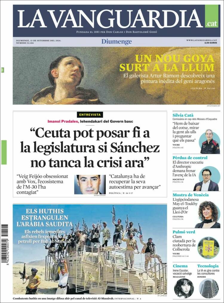 Portada de La Vanguardia (Espa&ntilde;a)