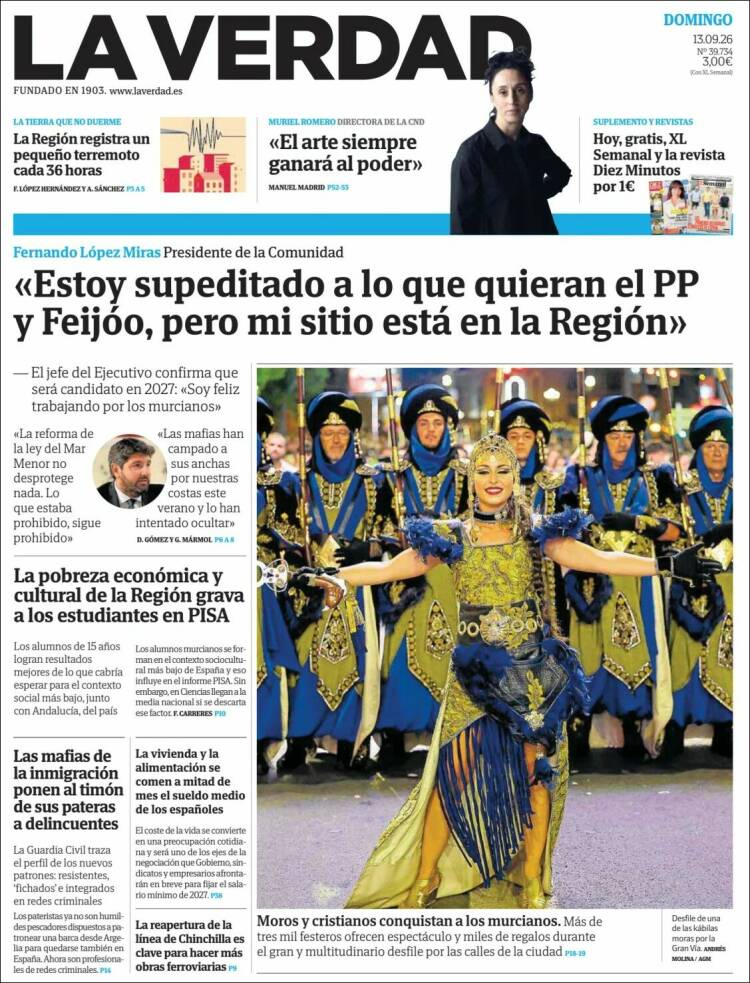 Portada de La Verdad de Murcia (Espa&ntilde;a)