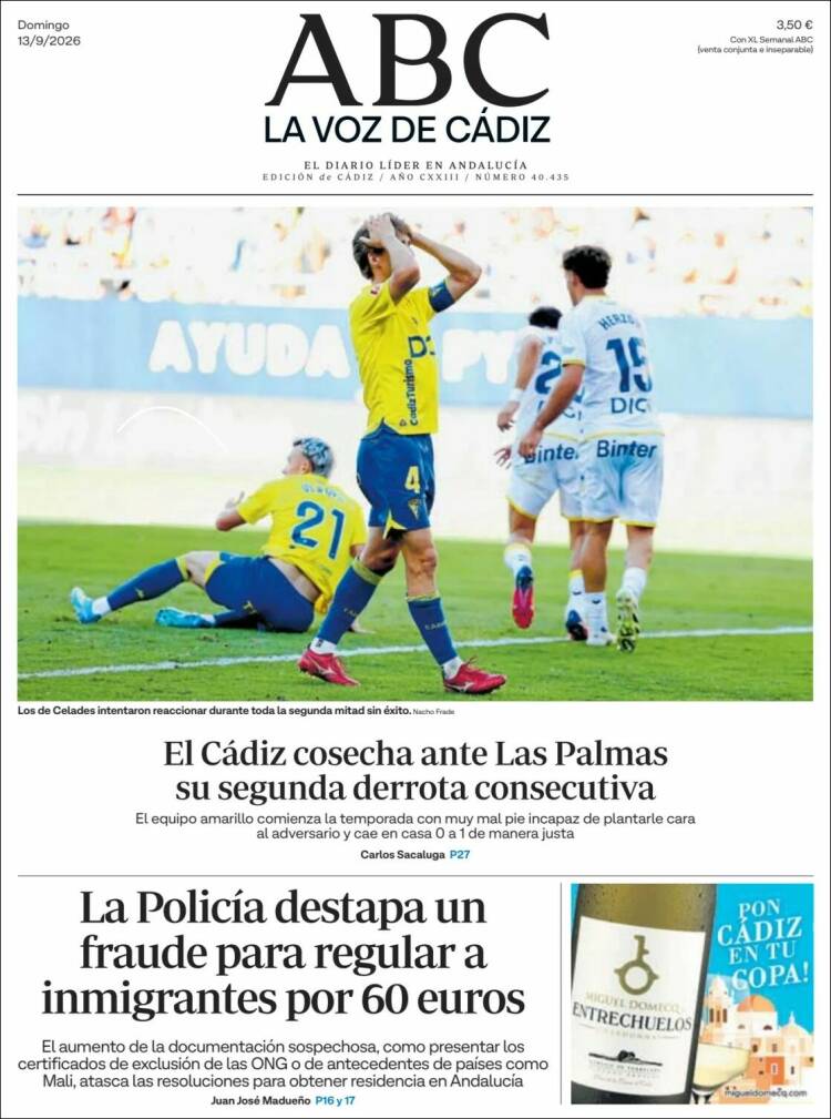 Portada de La Voz de Cádiz (Espa&ntilde;a)