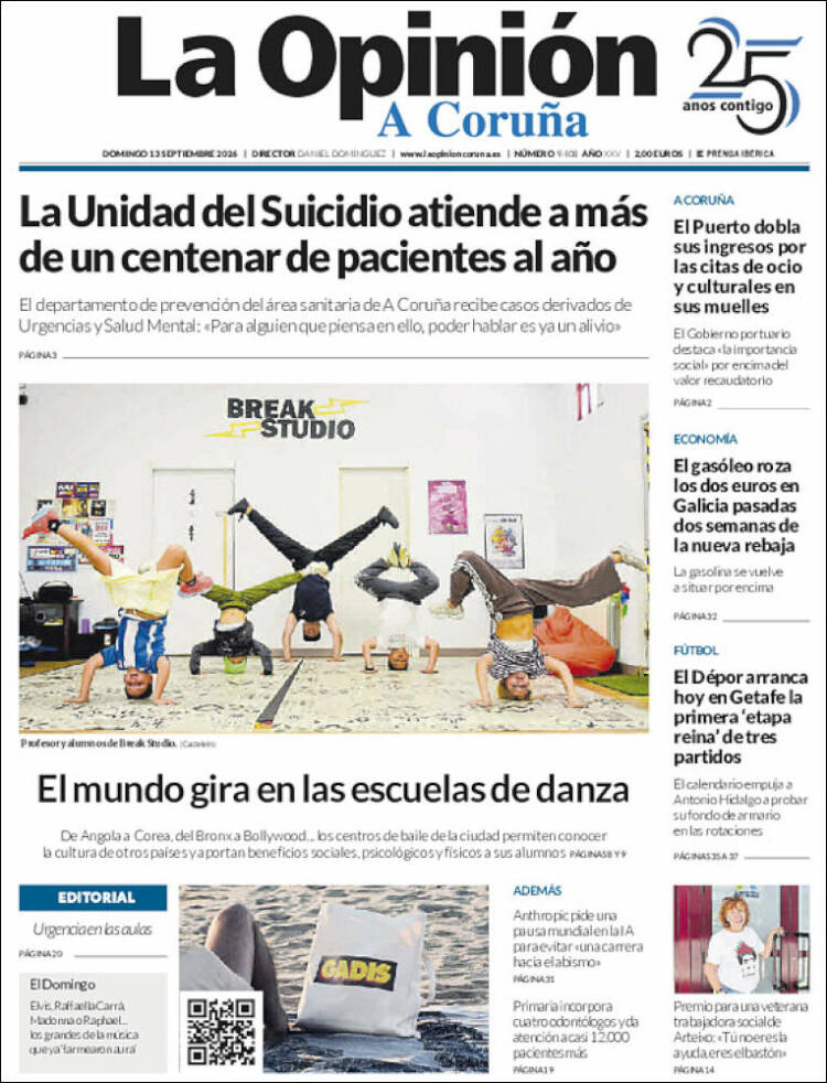 Portada de La Opinión de A Coruña (Espa&ntilde;a)